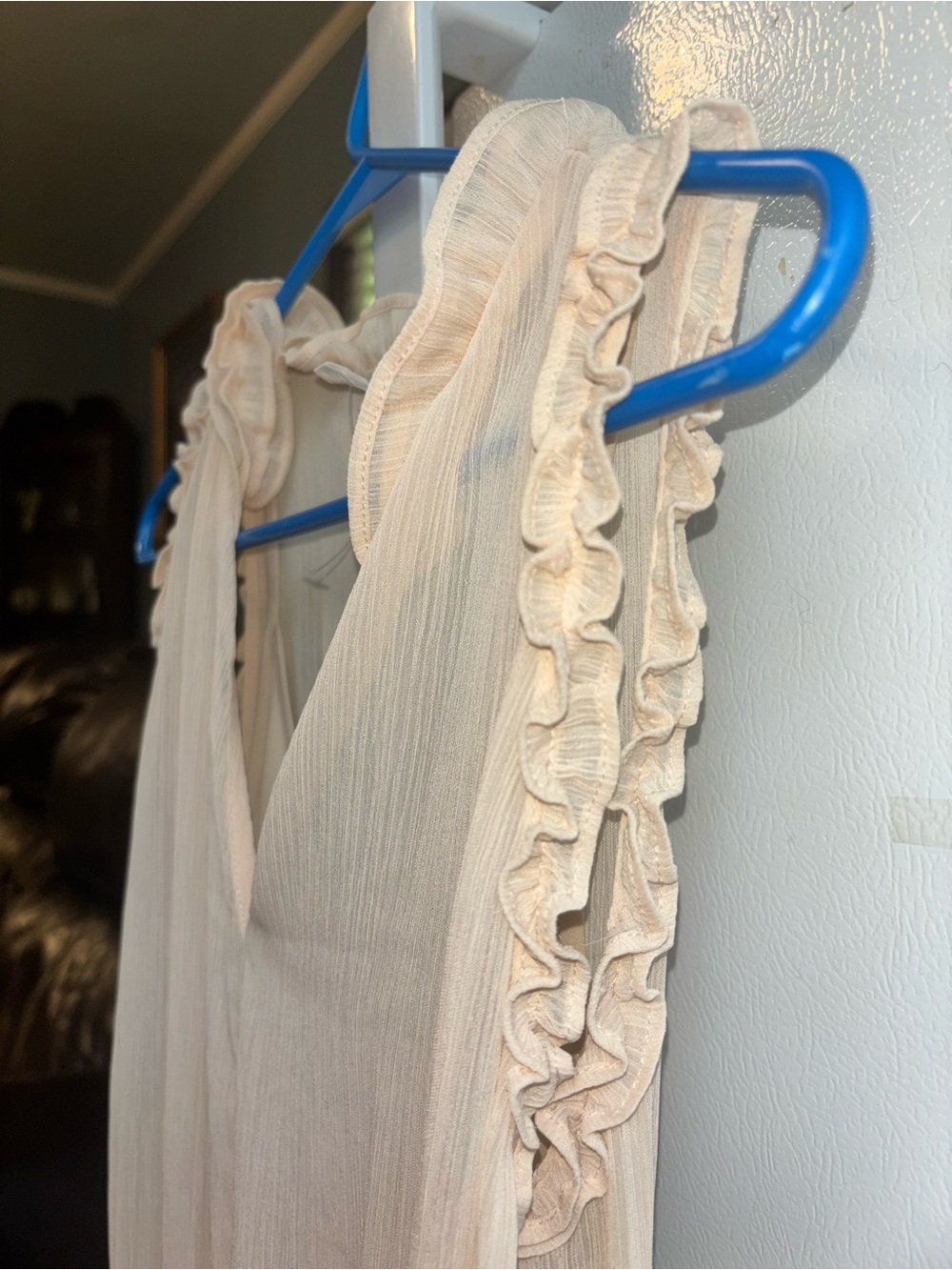 Women's Ruffled Sheer  - Cream dress